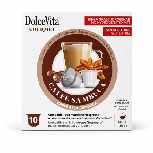 10 kusov Dolce Vita Sambuca príchuť kapsúl Nespresso kompatibilné  - kapsuly