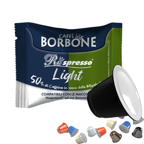 1 ks kávovej kapsuly Caffè Borbone Light Respresso s nižším obsahom kofeínu kompatibilnej s Nespresso - kapsuly