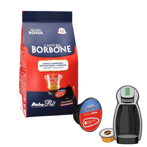 15 ks Caffè Borbone Miscela Rossa DOLCE GUSTO kompatibilná kávová kapsula - kapsuly